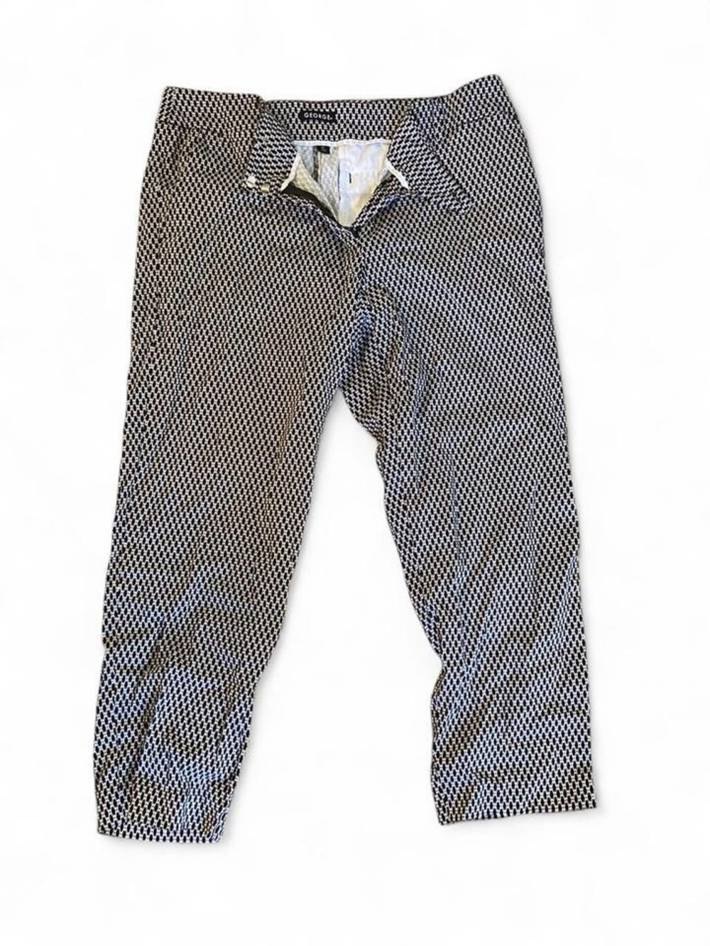 George Black & White Geometric Pattern Dress Pants